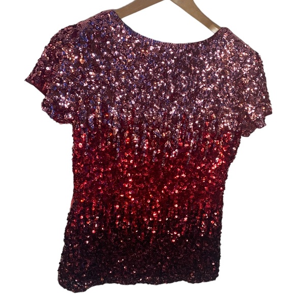 Maner Tops - Maner Full Sequin Top Glitter Party Short Sleeve Blouse
